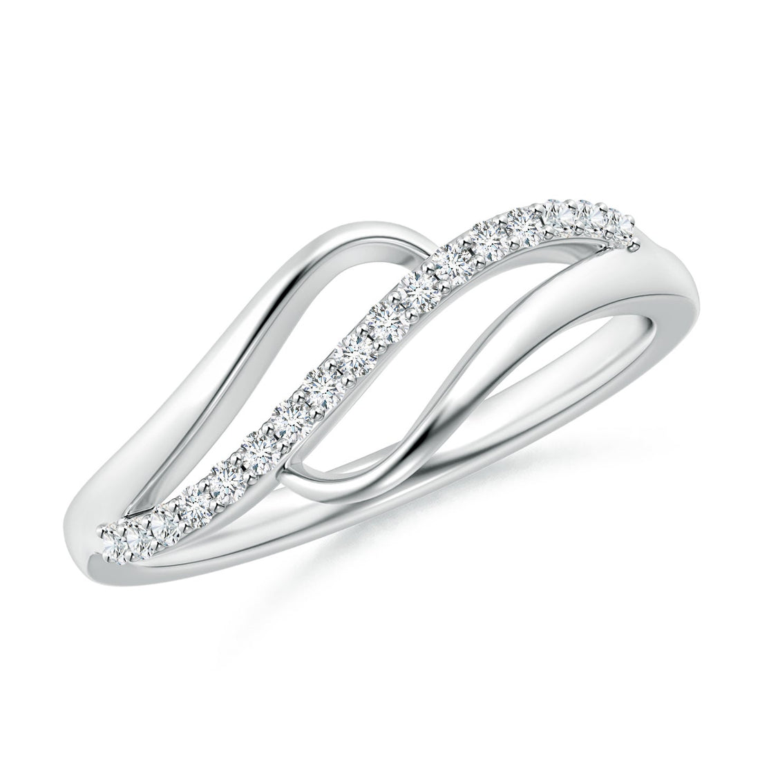 Curved Bypass Pavé Diamond Engagement & Wedding Ring
