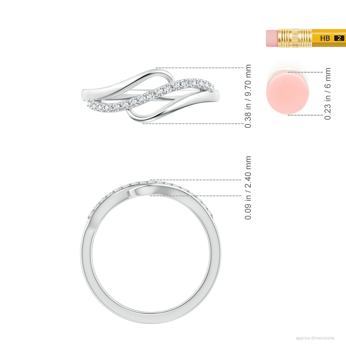 Curved Bypass Pavé Diamond Engagement & Wedding Ring