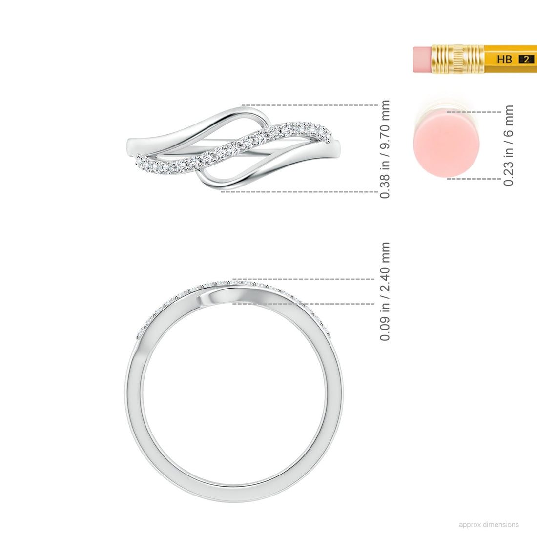 Curved Bypass Pavé Diamond Engagement & Wedding Ring