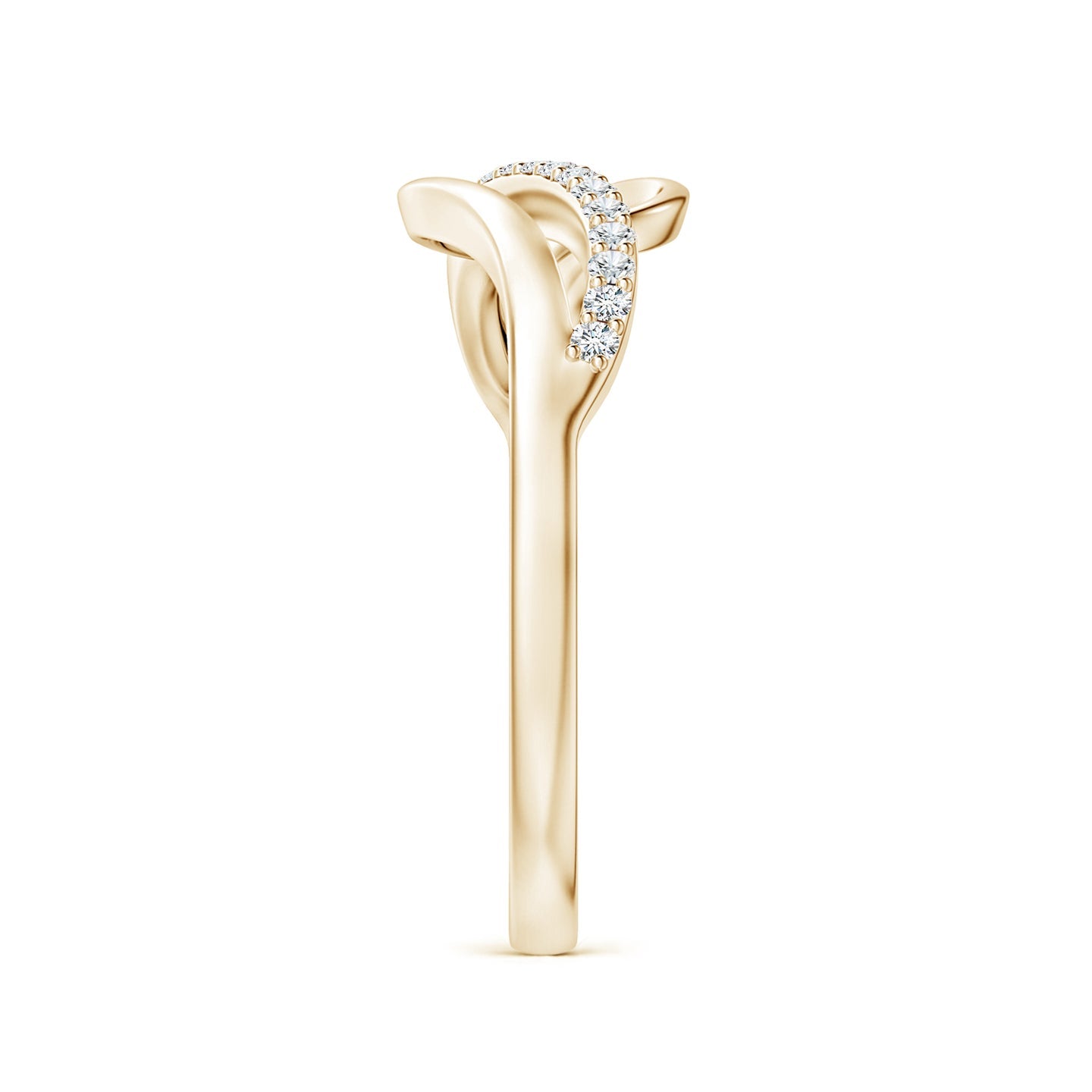 Curved Bypass Pavé Diamond Engagement & Wedding Ring