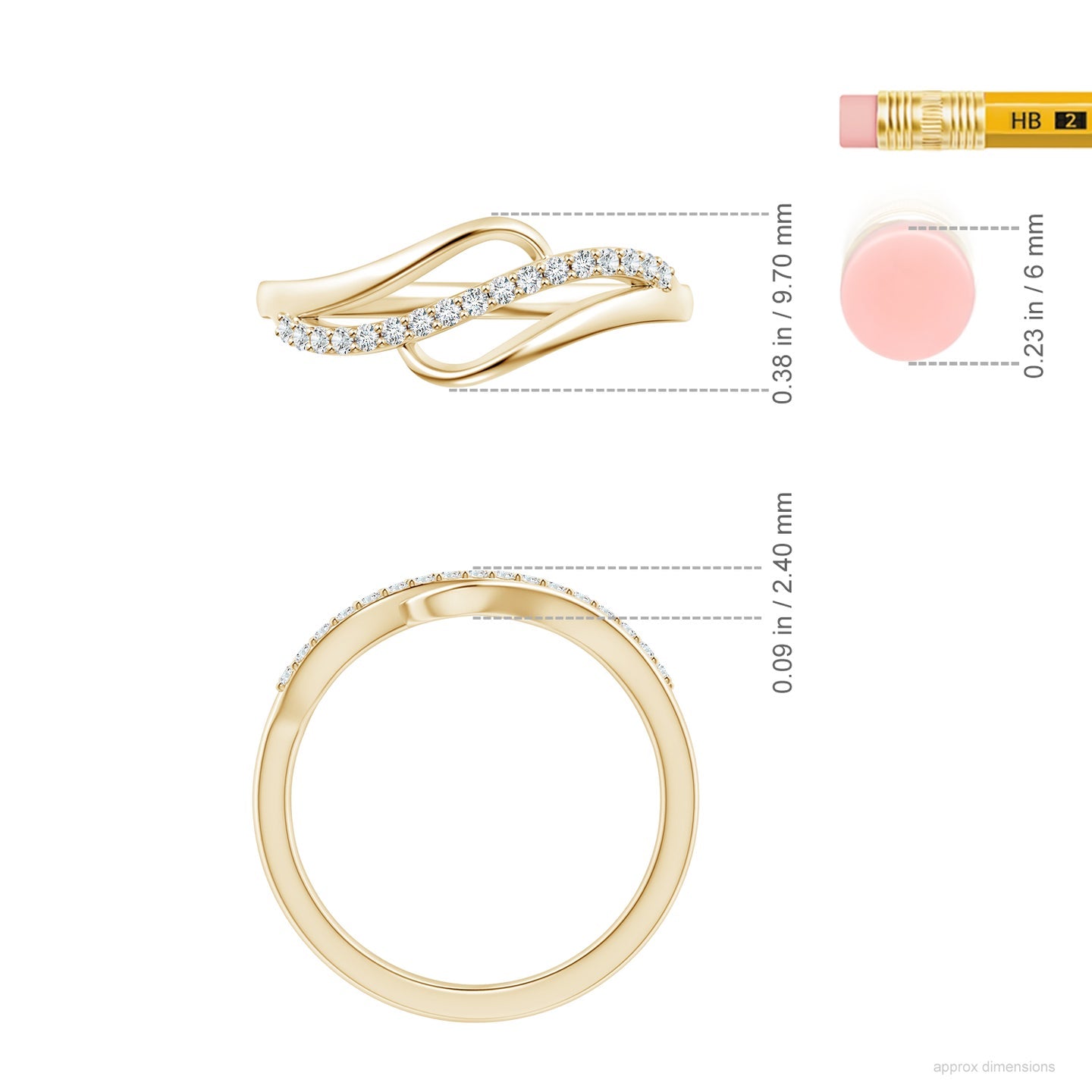 Curved Bypass Pavé Diamond Engagement & Wedding Ring