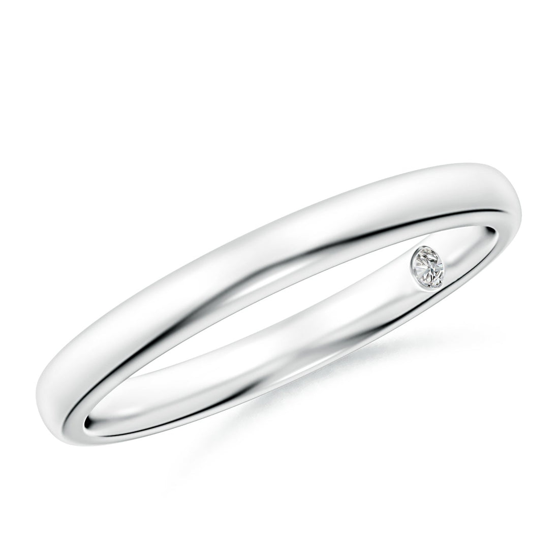 Single Diamond Gypsy Set Court Engagement & Wedding Band