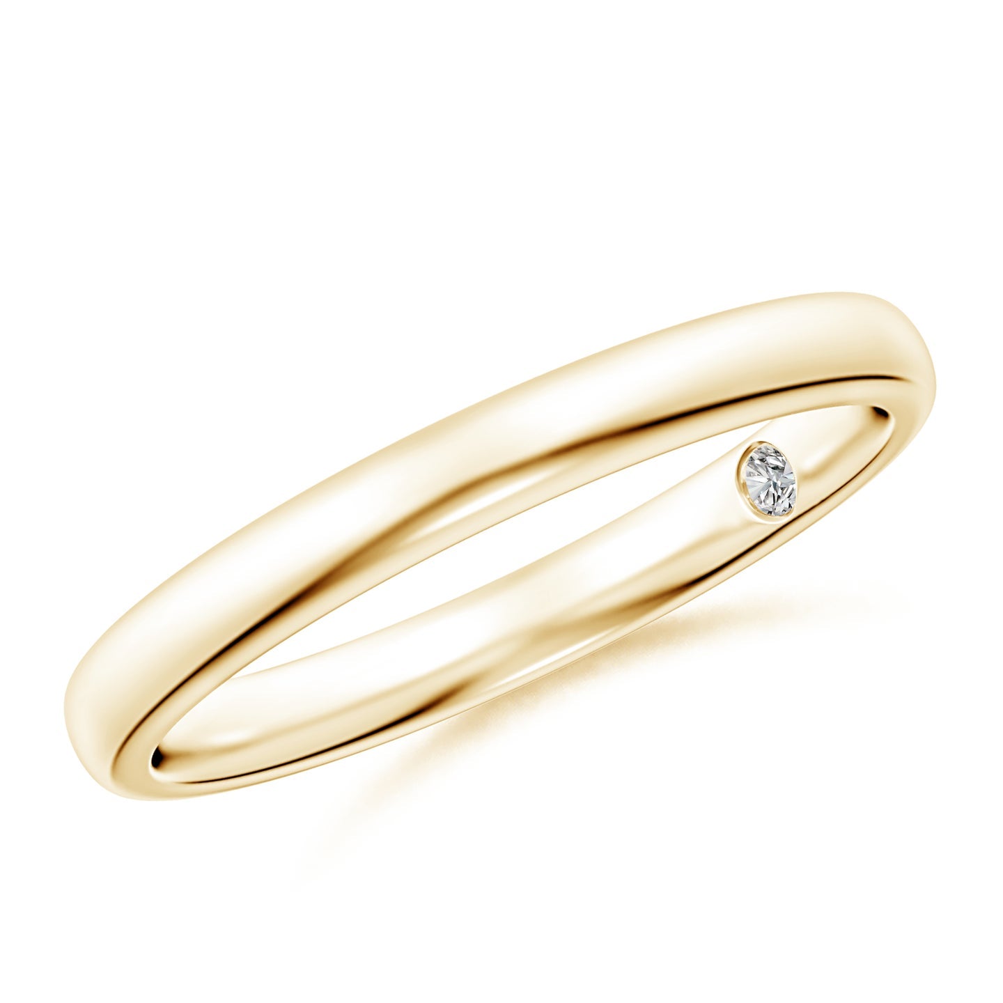 Single Diamond Gypsy Set Court Engagement & Wedding Band