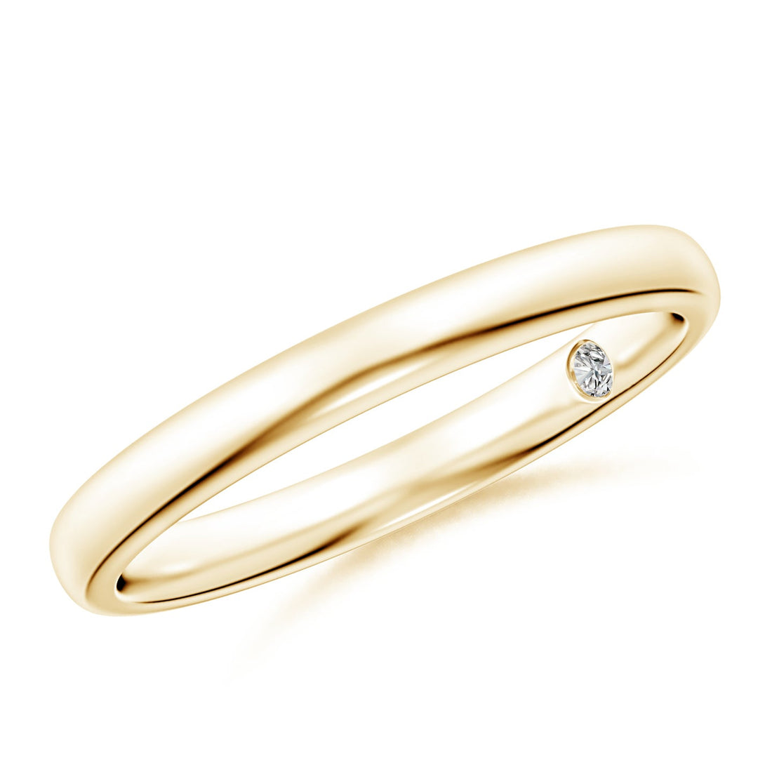 Single Diamond Gypsy Set Court Engagement & Wedding Band