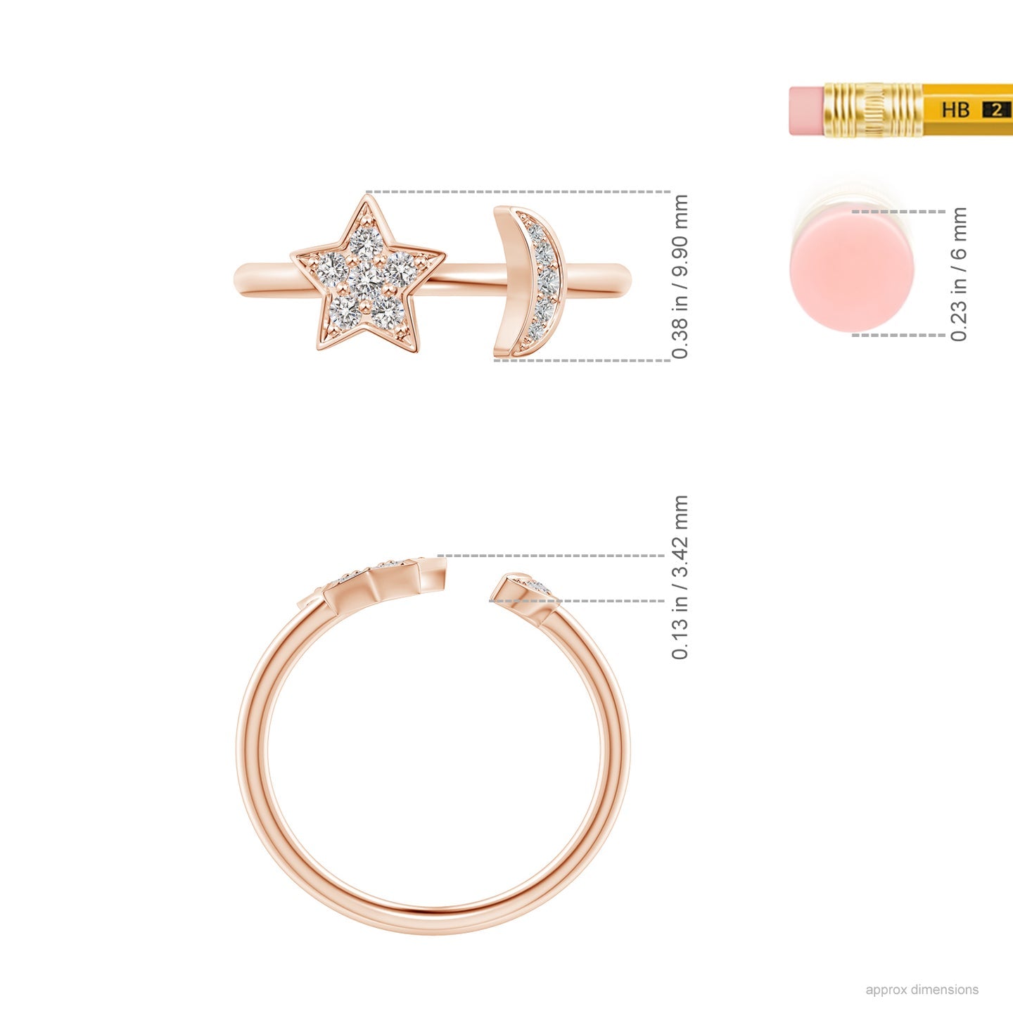 Pave-Set Diamond Star And Moon Open Ring