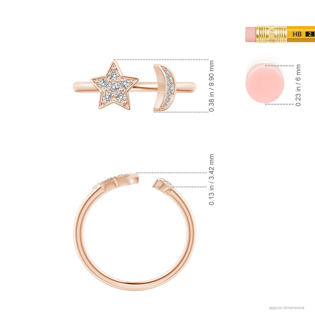Pave-Set Diamond Star And Moon Open Ring