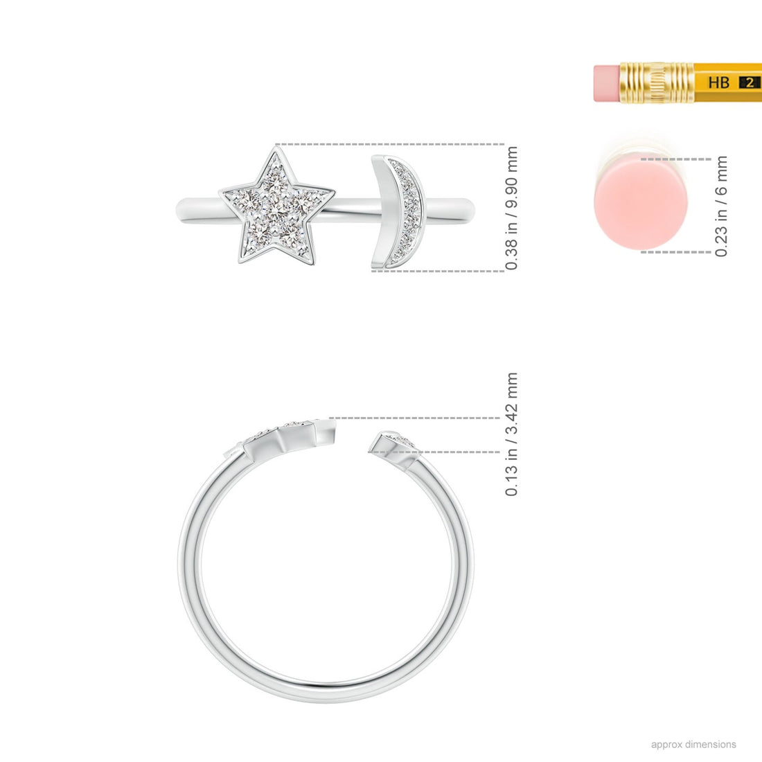Pave-Set Diamond Star And Moon Open Ring