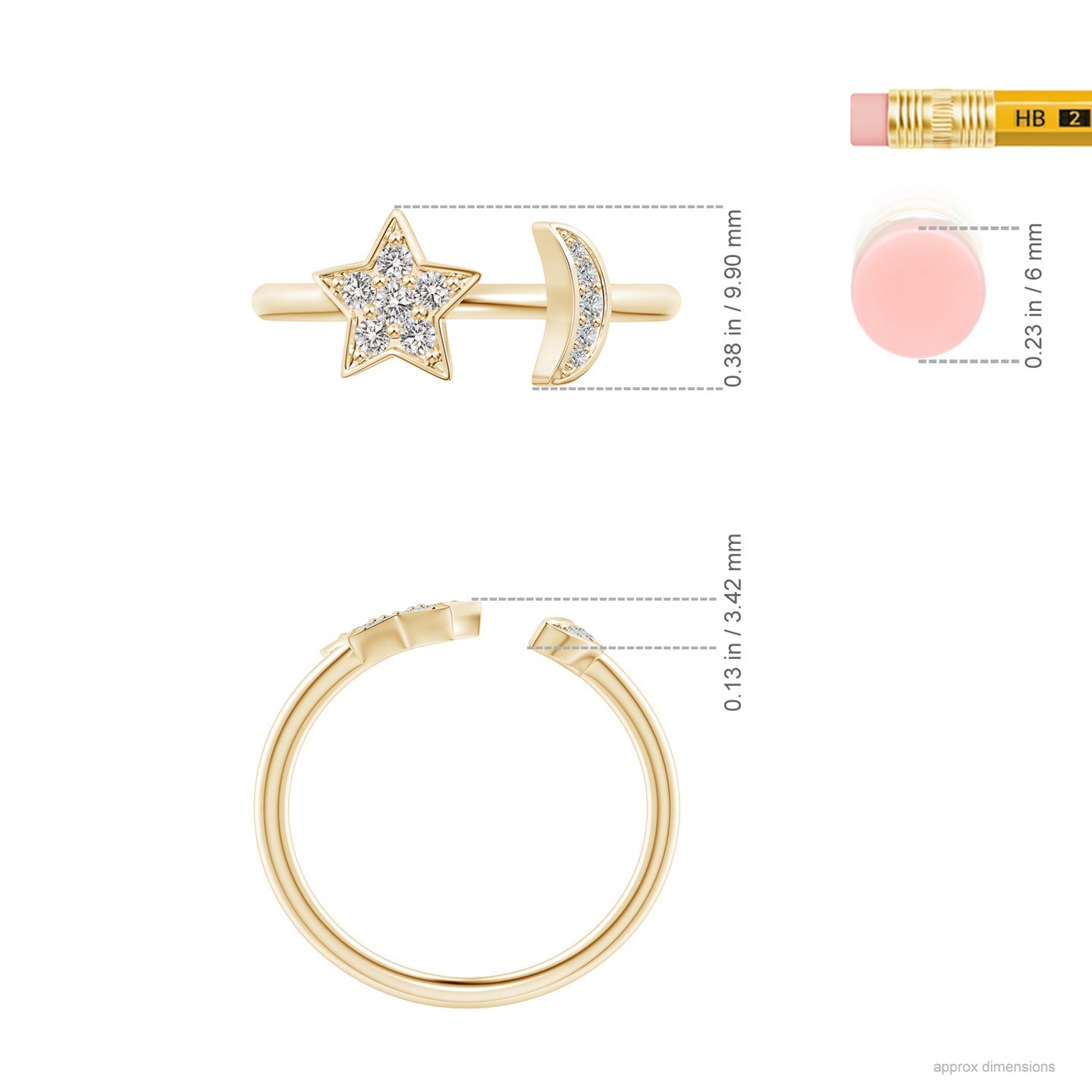Pave-Set Diamond Star And Moon Open Ring