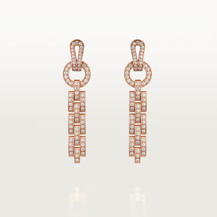 Geometric Link Diamond Drop Earrings