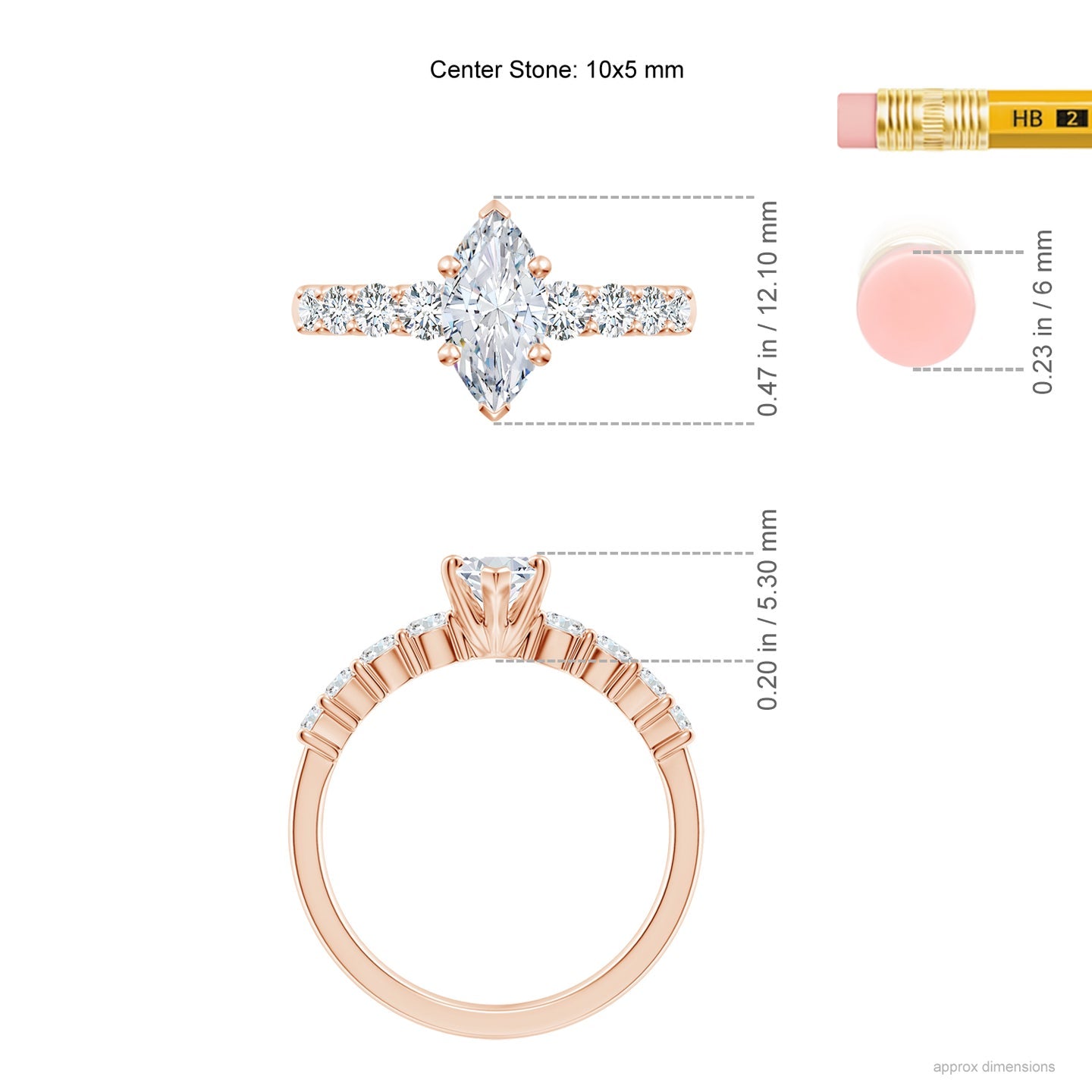 Marquise Lab Grown Diamond Engagement Ring with Diamond Shoulders in Yellow Gold