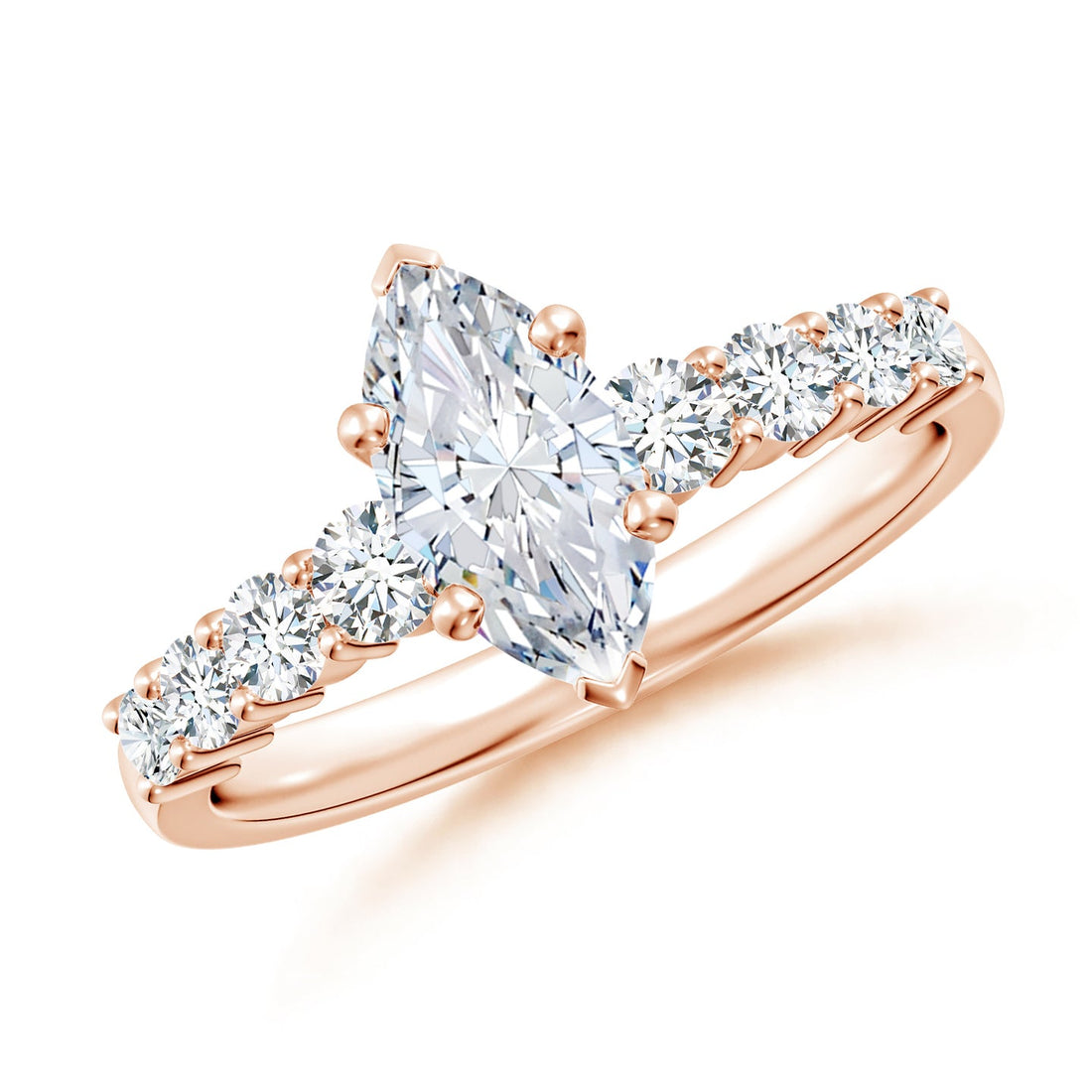Marquise Lab Grown Diamond Engagement Ring with Diamond Shoulders in Yellow Gold