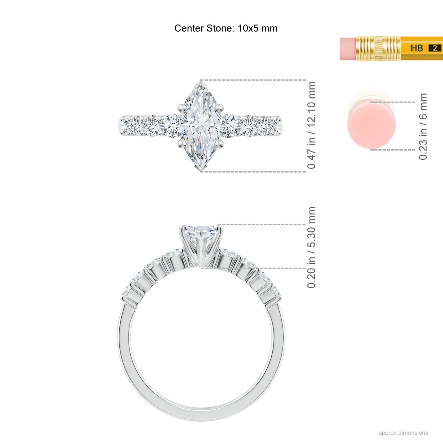 Marquise Lab Grown Diamond Engagement Ring with Diamond Shoulders in Yellow Gold