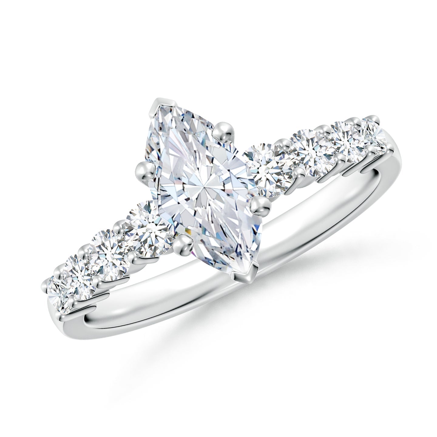 Marquise Lab Grown Diamond Engagement Ring with Diamond Shoulders in Yellow Gold