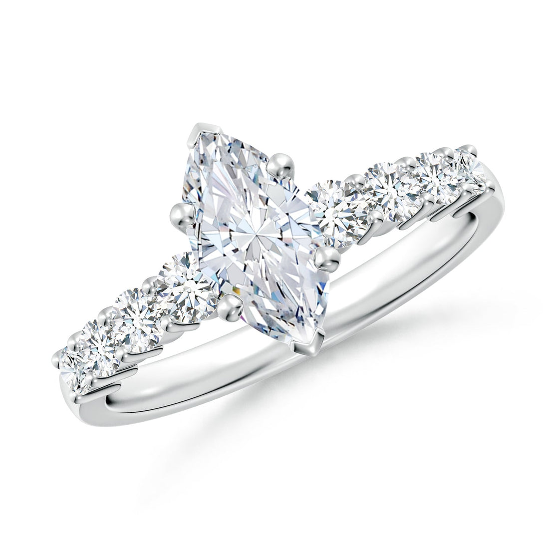 Marquise Lab Grown Diamond Engagement Ring with Diamond Shoulders in Yellow Gold