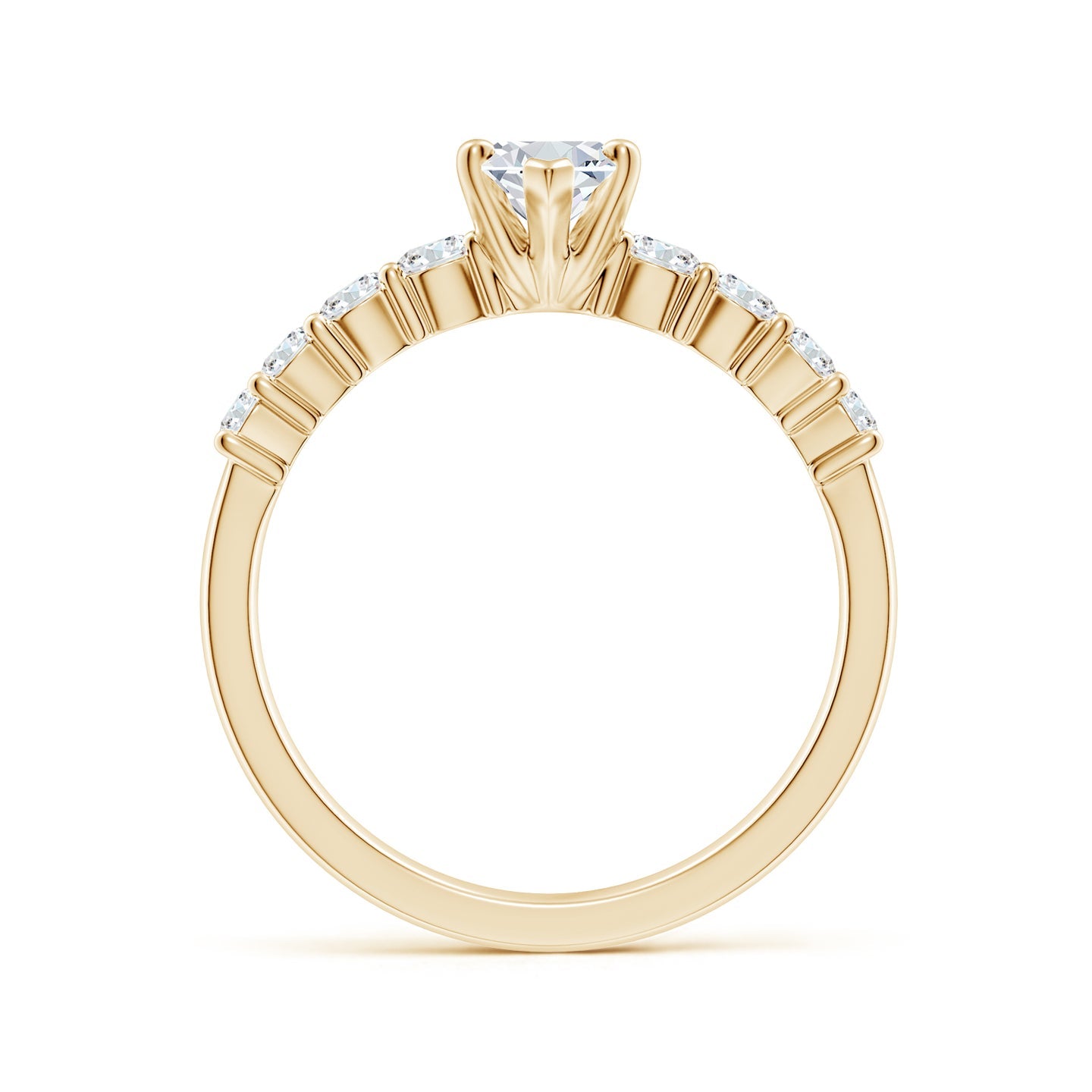 Marquise Lab Grown Diamond Engagement Ring with Diamond Shoulders in Yellow Gold
