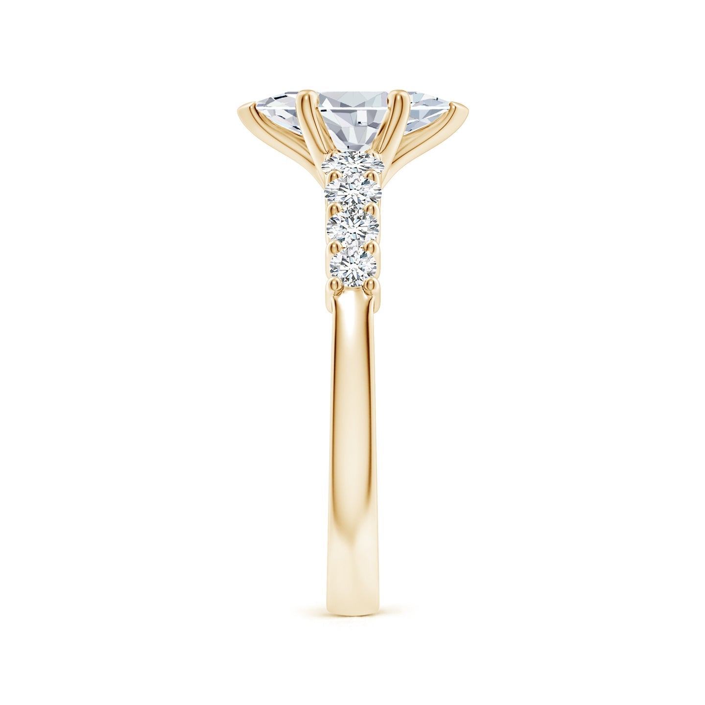 Marquise Lab Grown Diamond Engagement Ring with Diamond Shoulders in Yellow Gold