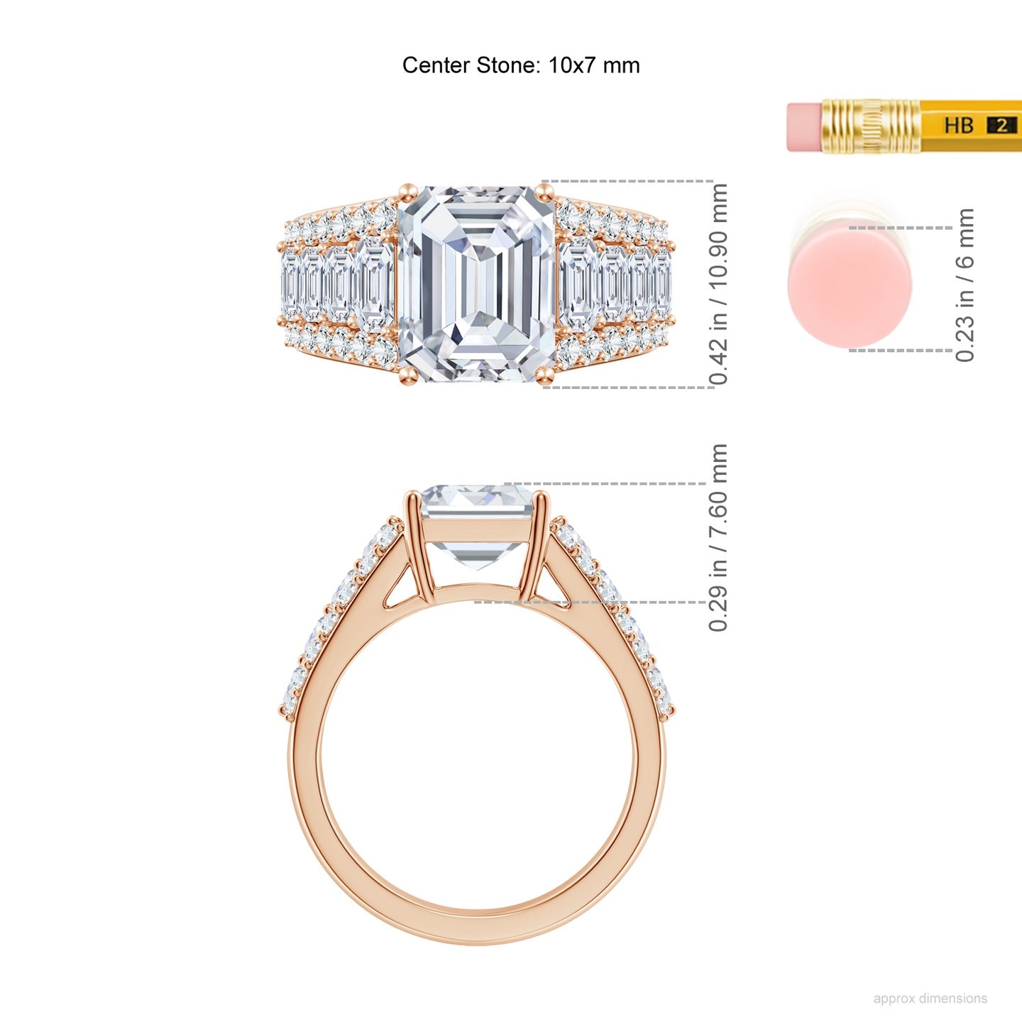 Emerald Cut Lab Grown Diamond Three-Row Statement Ring
