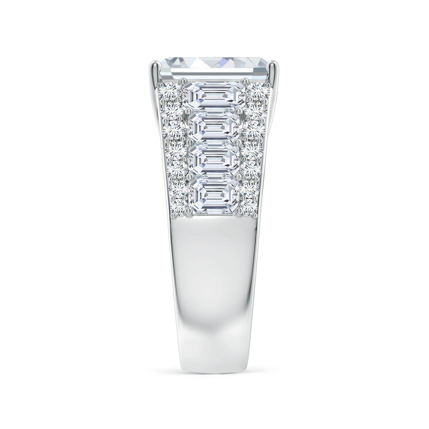 Emerald Cut Lab Grown Diamond Three-Row Statement Ring
