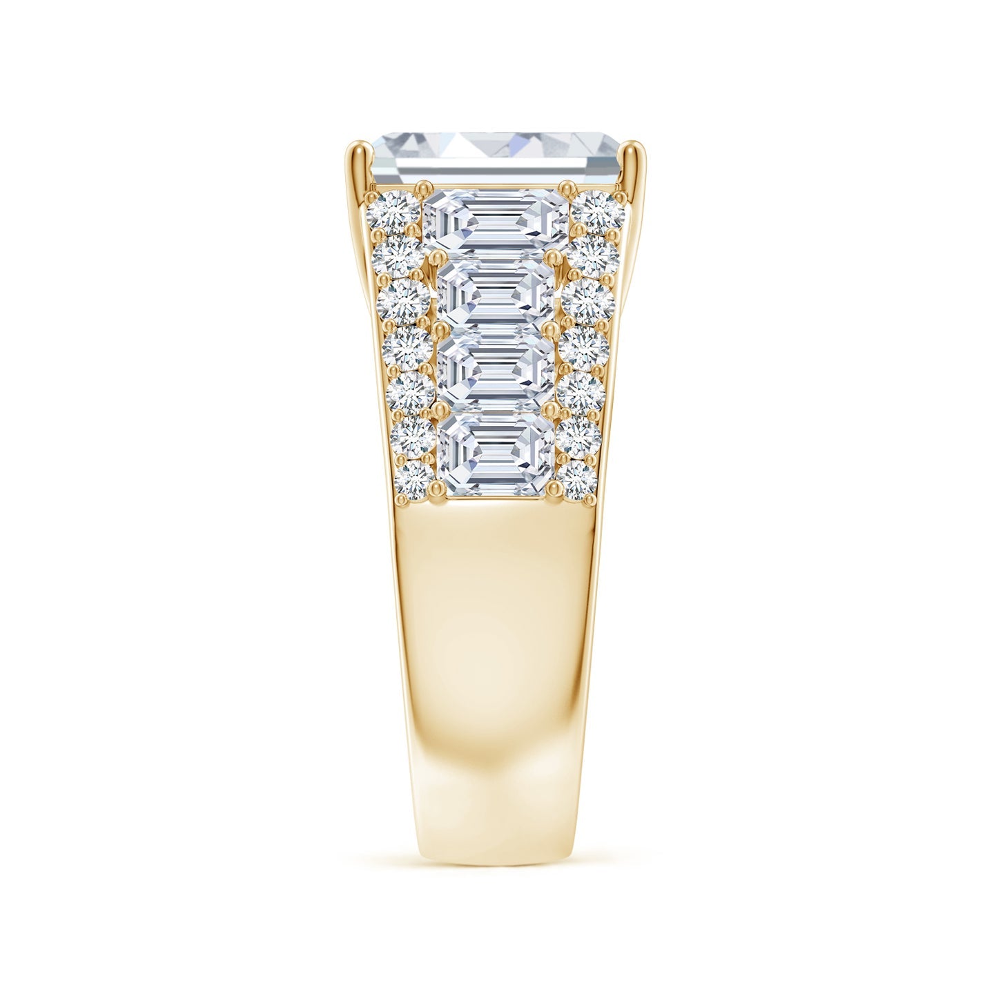 Emerald Cut Lab Grown Diamond Three-Row Statement Ring