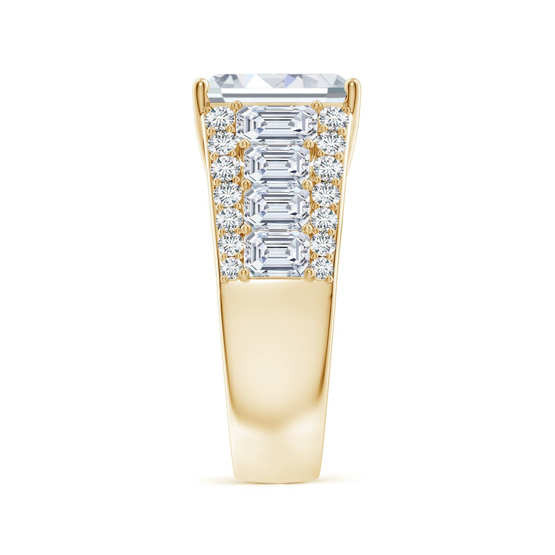 Emerald Cut Lab Grown Diamond Three-Row Statement Ring