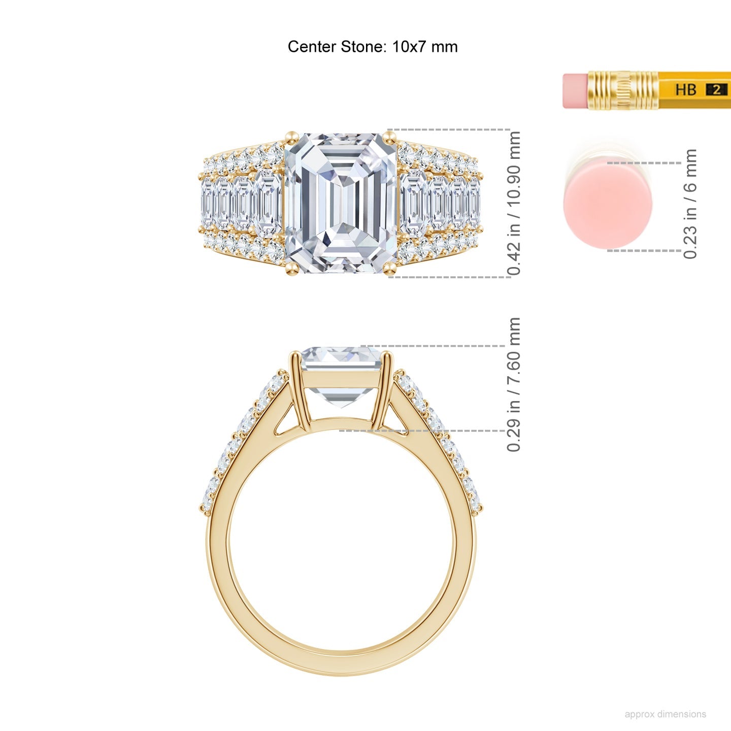Emerald Cut Lab Grown Diamond Three-Row Statement Ring