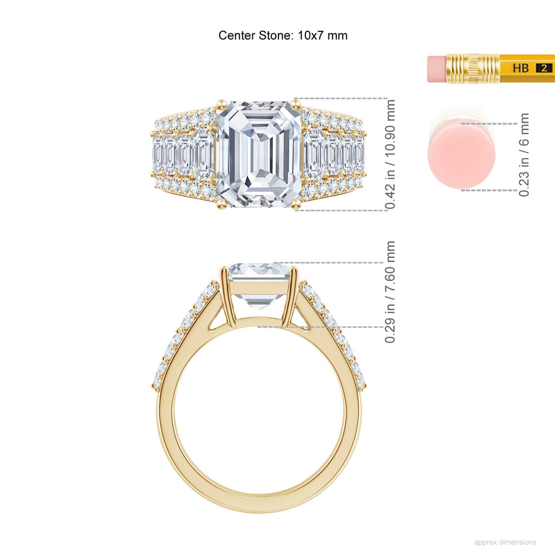 Emerald Cut Lab Grown Diamond Three-Row Statement Ring