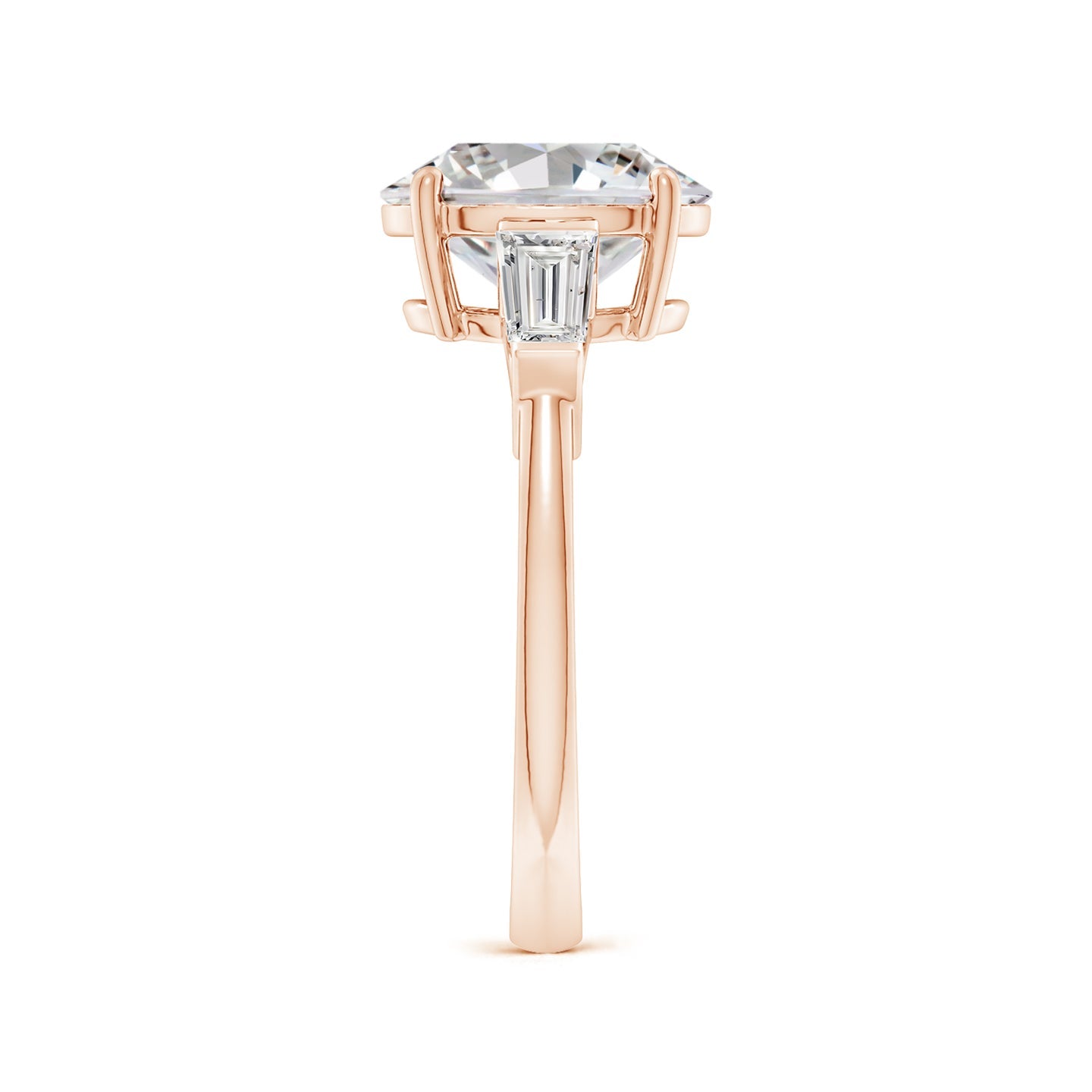 Oval And Tapered Baguette Diamond Side Stone Engagement Ring