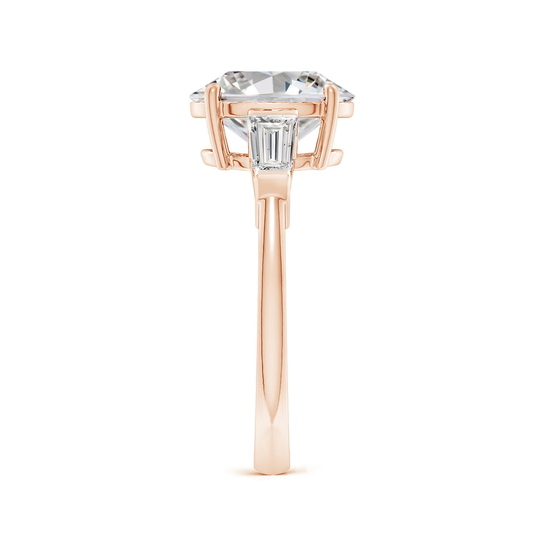 Oval And Tapered Baguette Diamond Side Stone Engagement Ring