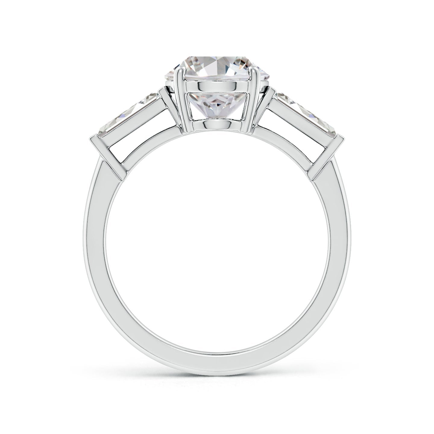 Oval And Tapered Baguette Diamond Side Stone Engagement Ring