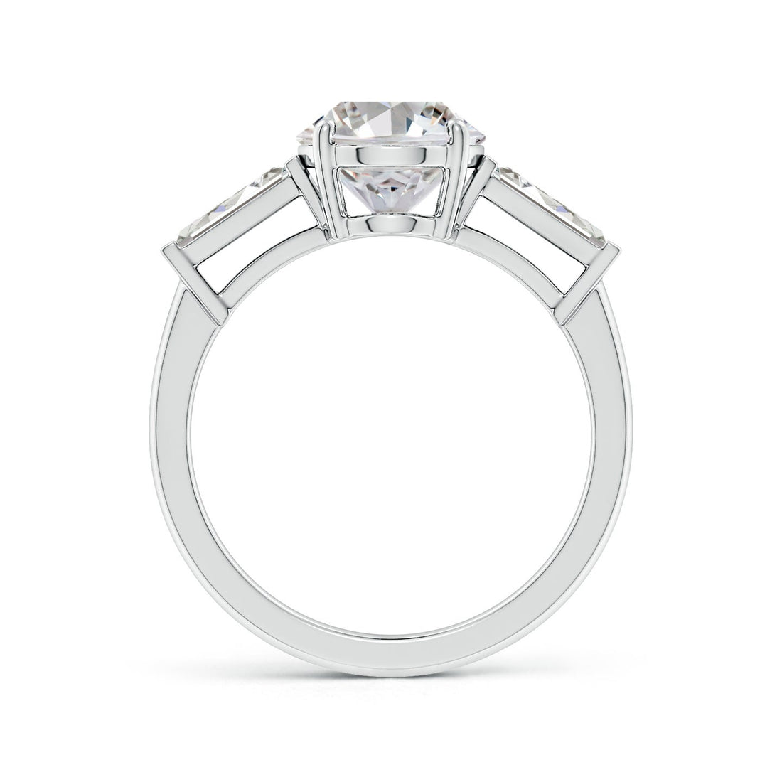 Oval And Tapered Baguette Diamond Side Stone Engagement Ring