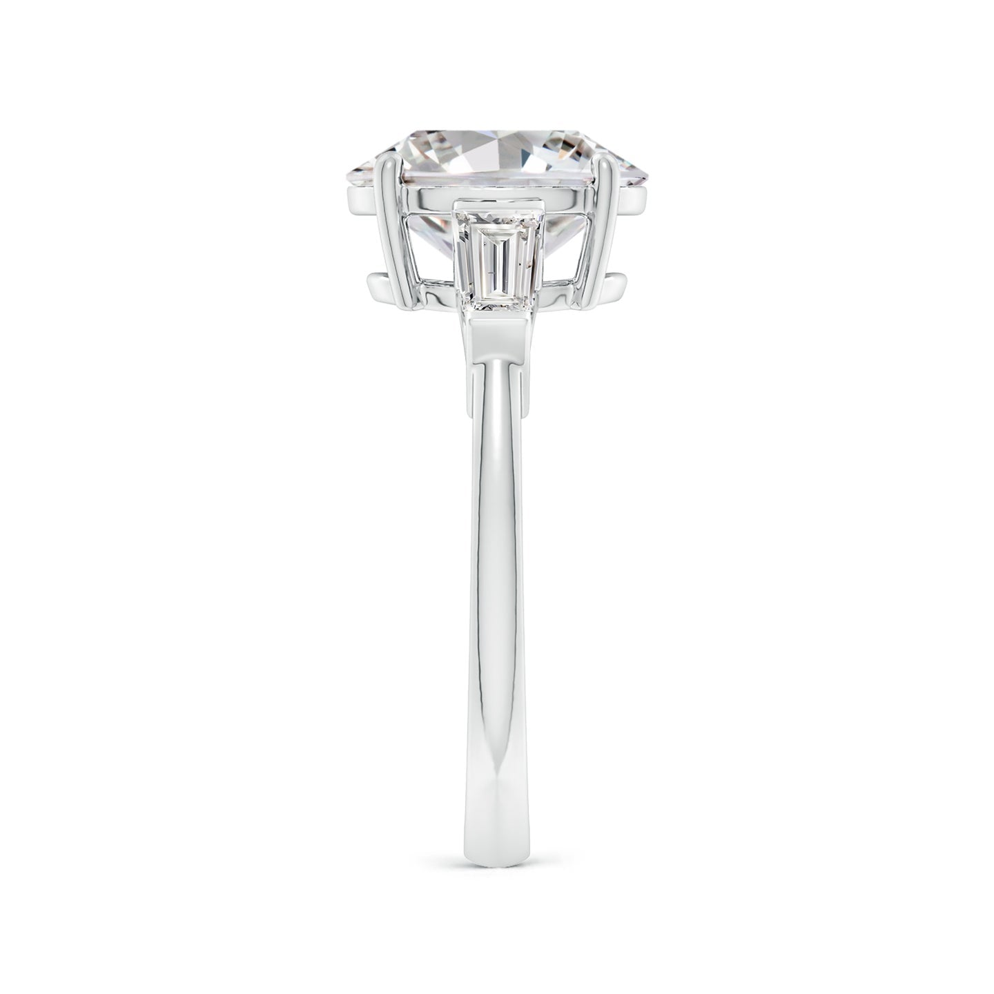 Oval And Tapered Baguette Diamond Side Stone Engagement Ring