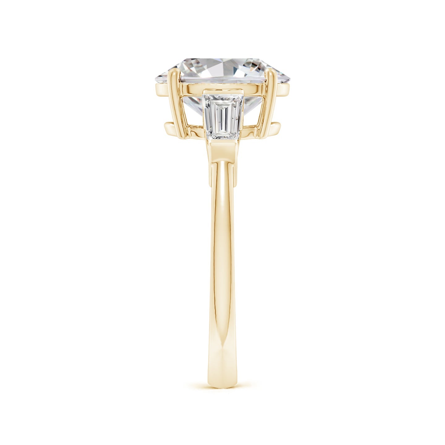 Oval And Tapered Baguette Diamond Side Stone Engagement Ring