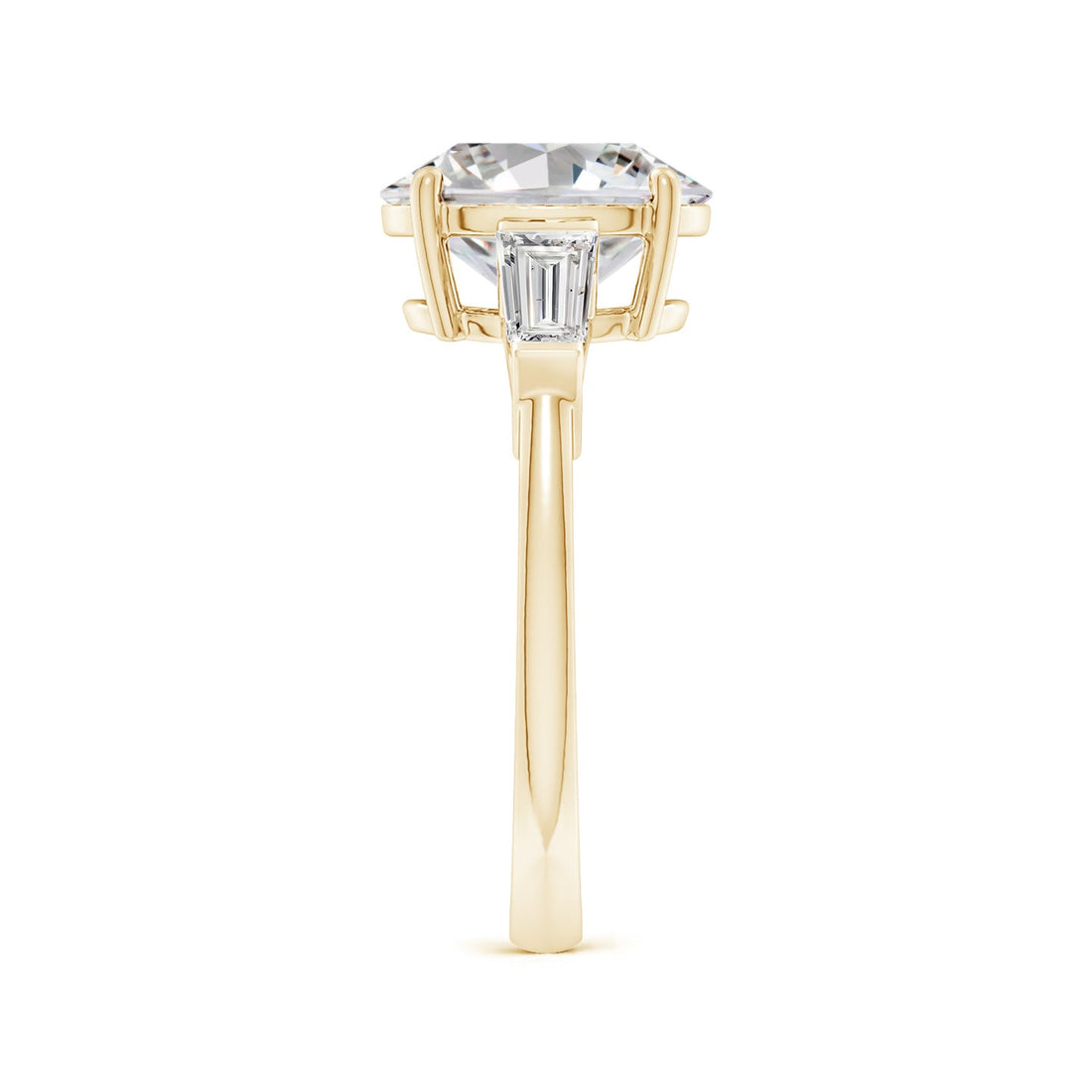 Oval And Tapered Baguette Diamond Side Stone Engagement Ring