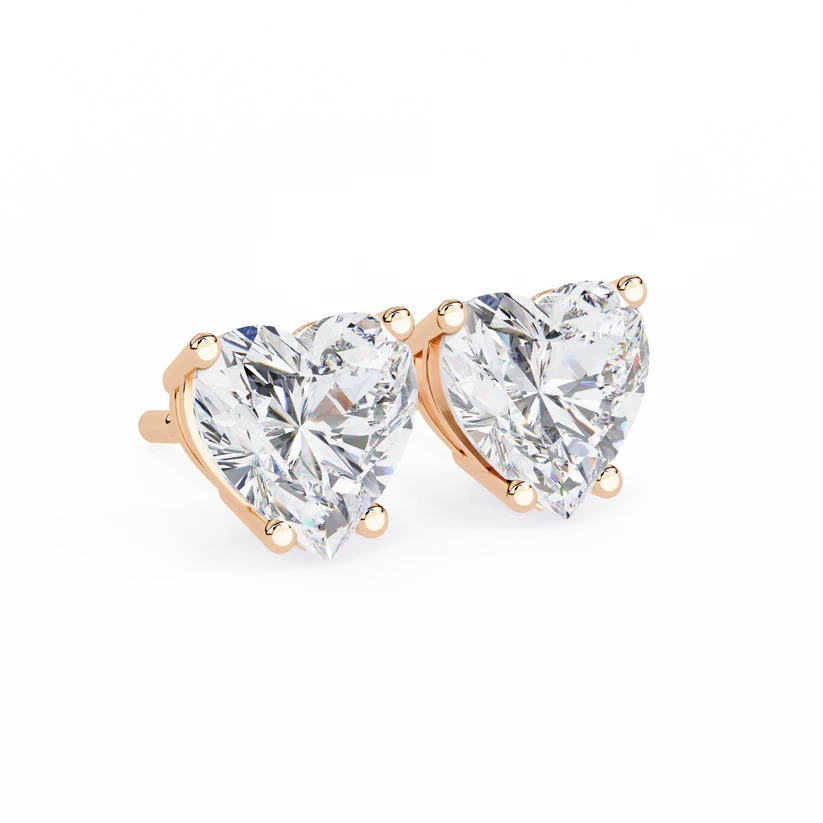 Heart-Shaped Brilliant Cut Diamond Stud Earrings