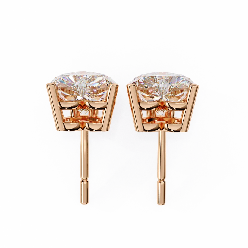 Heart-Shaped Brilliant Cut Diamond Stud Earrings