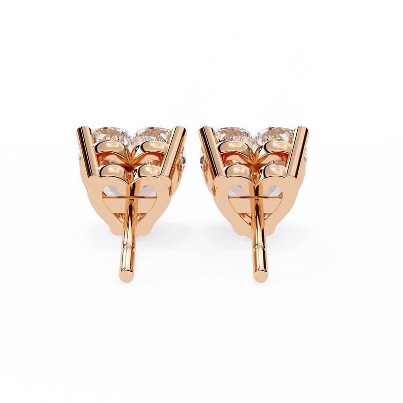 Heart-Shaped Brilliant Cut Diamond Stud Earrings