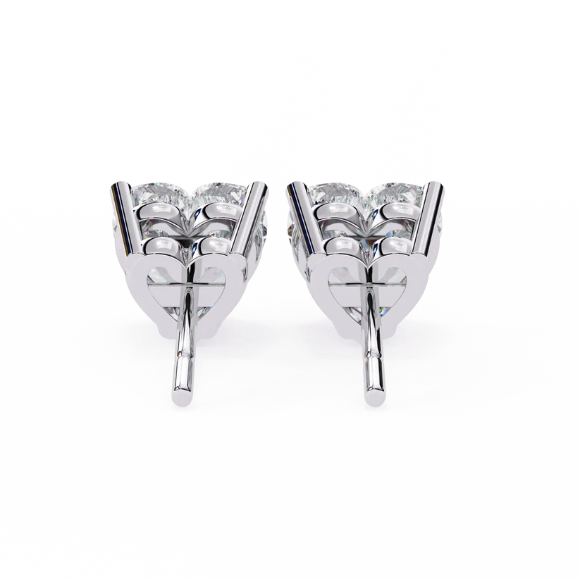 Heart-Shaped Brilliant Cut Diamond Stud Earrings