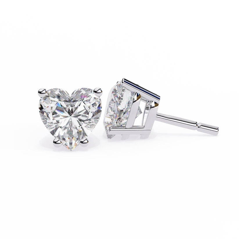 Heart-Shaped Brilliant Cut Diamond Stud Earrings