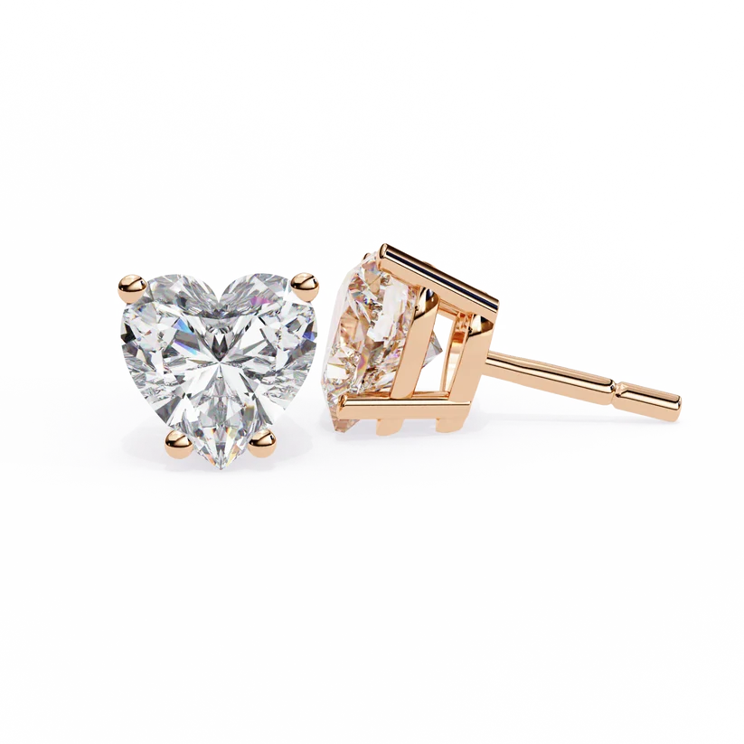 Heart-Shaped Brilliant Cut Diamond Stud Earrings