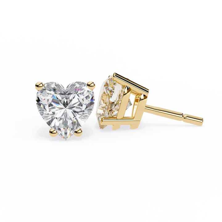 Heart-Shaped Brilliant Cut Diamond Stud Earrings