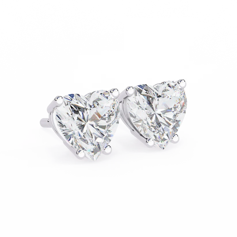 Heart-Shaped Brilliant Cut Diamond Stud Earrings