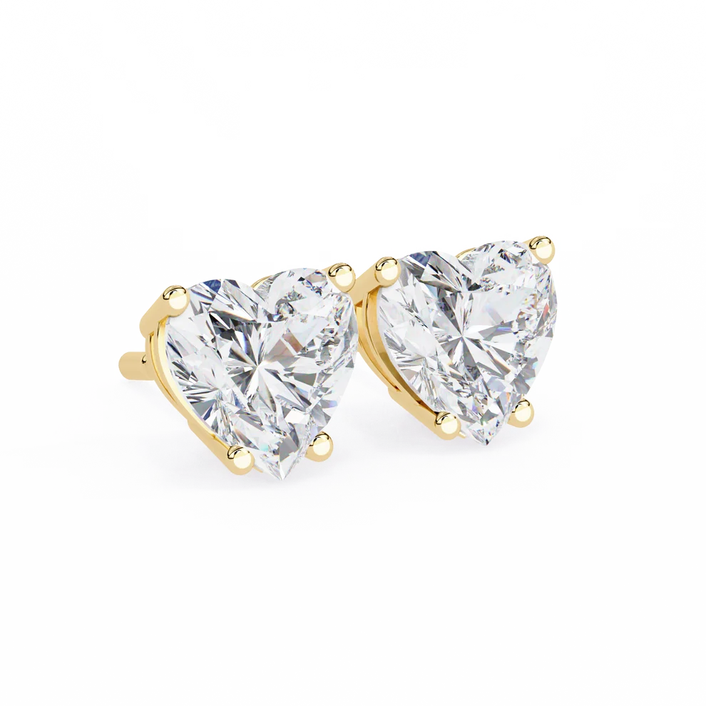 Heart-Shaped Brilliant Cut Diamond Stud Earrings