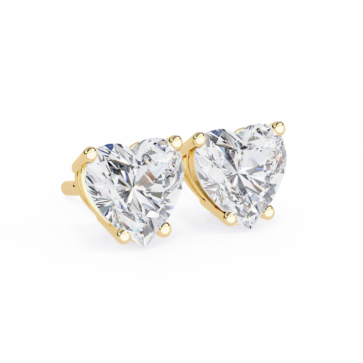 Heart-Shaped Brilliant Cut Diamond Stud Earrings