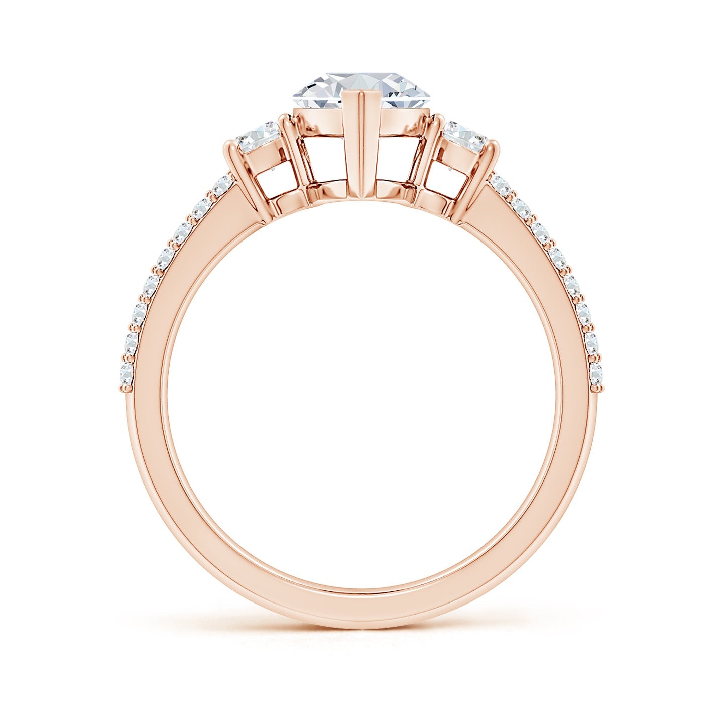 Lab-Grown Marquise Diamond Side Stone Knife-Edge Shank Engagement Ring
