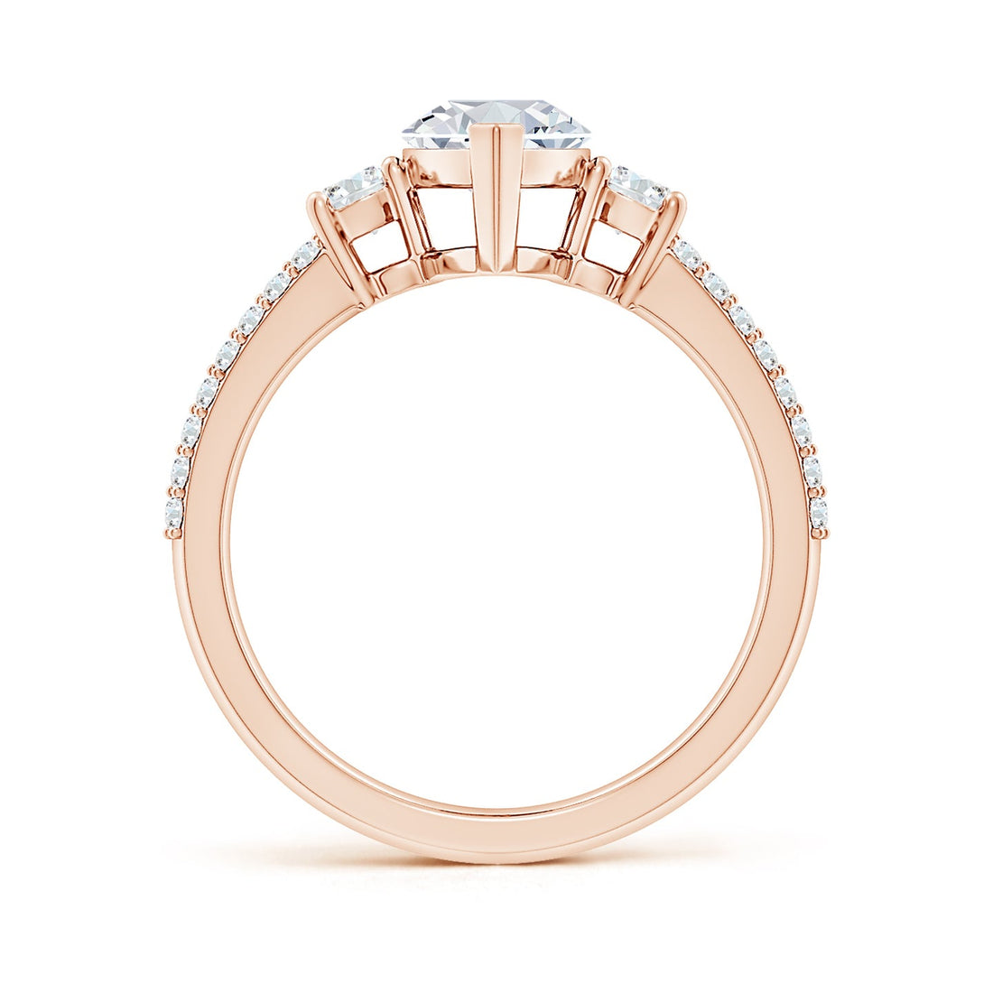 Lab-Grown Marquise Diamond Side Stone Knife-Edge Shank Engagement Ring