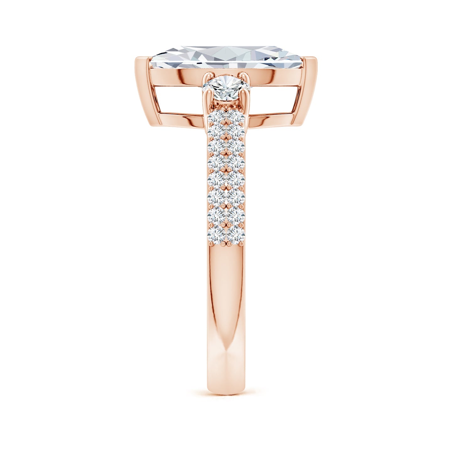 Lab-Grown Marquise Diamond Side Stone Knife-Edge Shank Engagement Ring