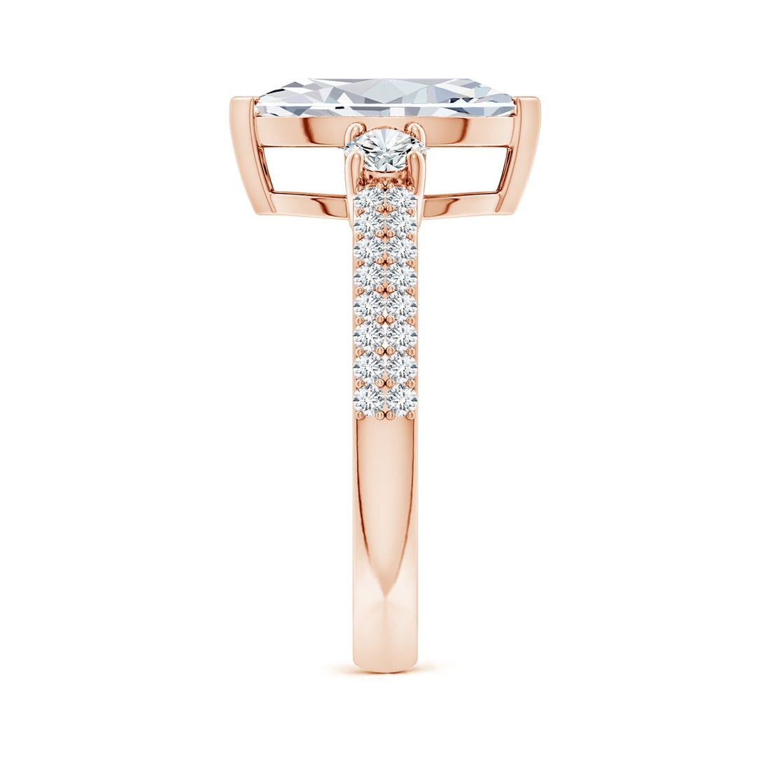 Lab-Grown Marquise Diamond Side Stone Knife-Edge Shank Engagement Ring