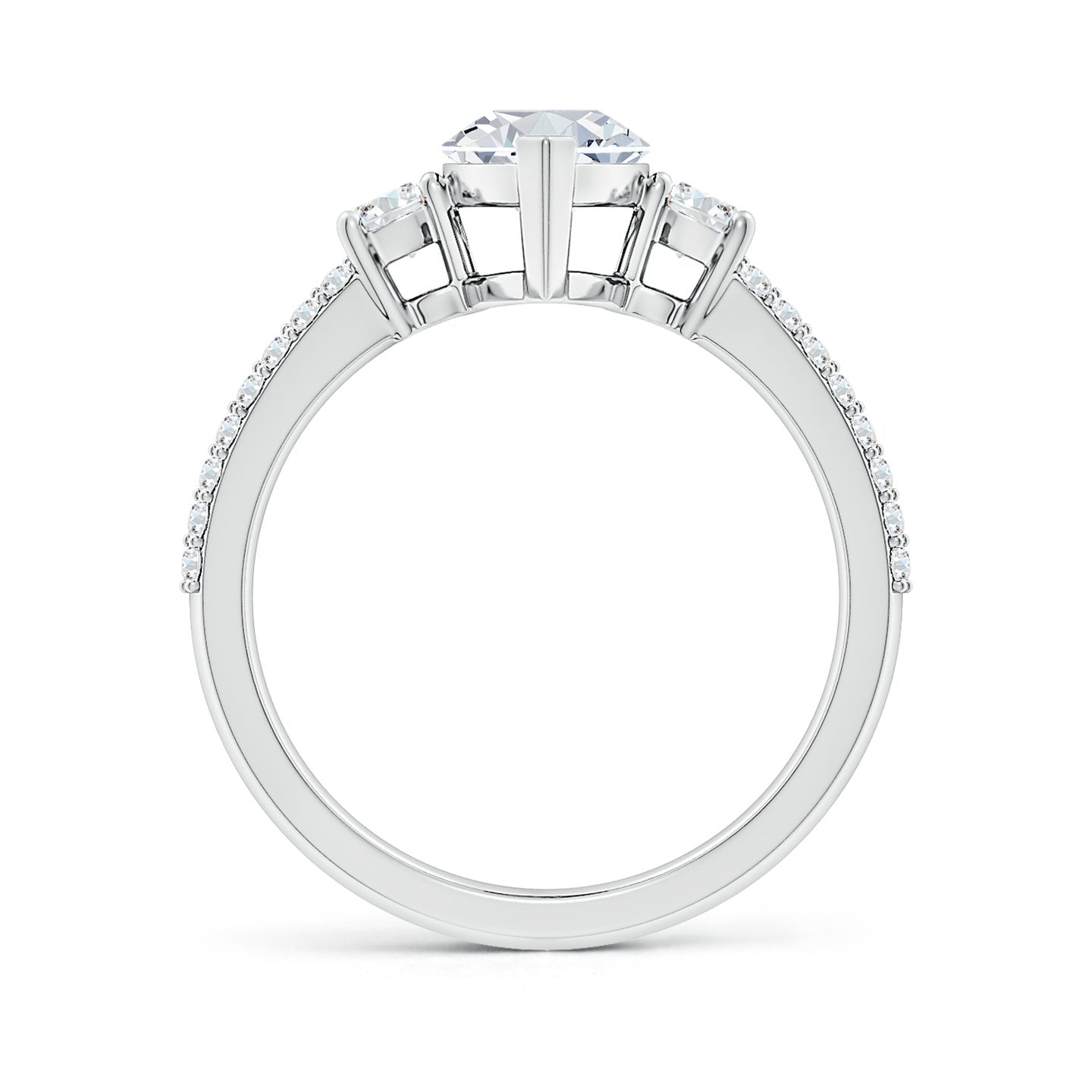 Lab-Grown Marquise Diamond Side Stone Knife-Edge Shank Engagement Ring