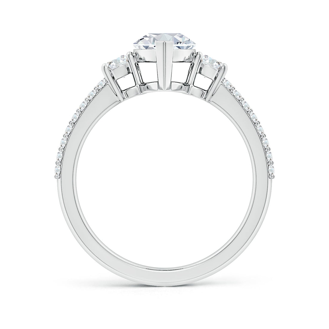 Lab-Grown Marquise Diamond Side Stone Knife-Edge Shank Engagement Ring