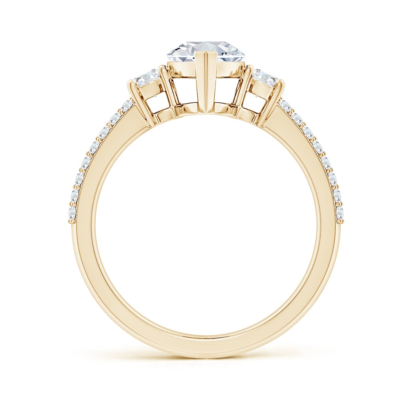 Lab-Grown Marquise Diamond Side Stone Knife-Edge Shank Engagement Ring